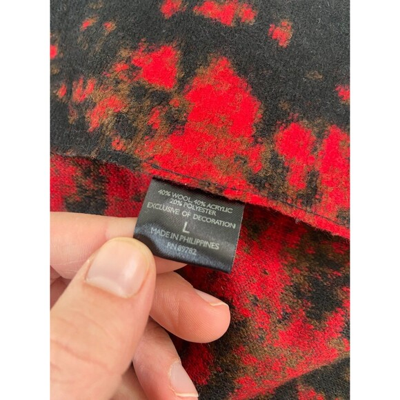 Josie Natori Womens L Red Wool Open Front Wrap Kimono Duster Cardigan Boho Artsy - Picture 4 of 8